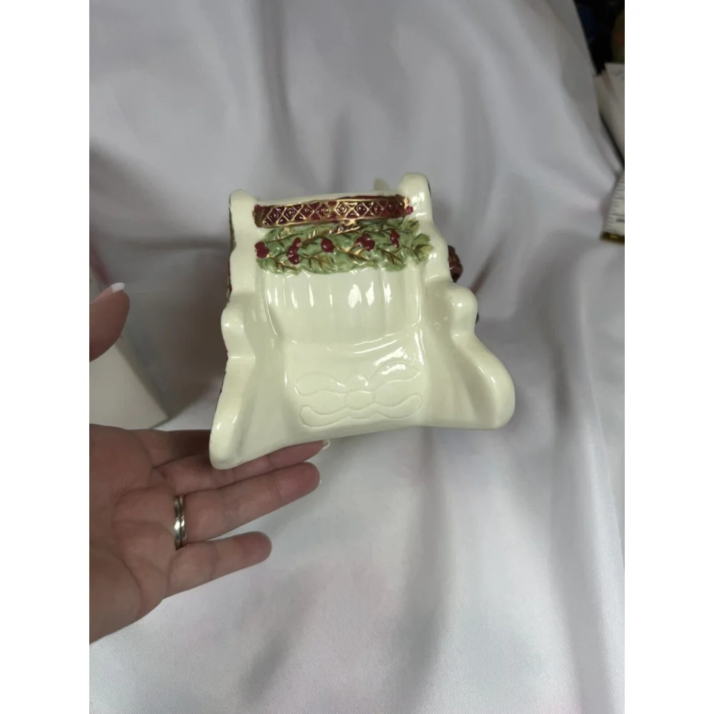 Holiday Style Porcelain Ribbon Collection Sleigh With Poinsettia EUC - Picture 6 of 11